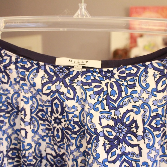 Milly Design Nation Geometric Floral Pleated Skirt - Picture 5 of 5